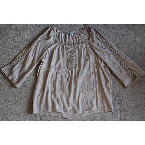 Emily Daniels Embroidereed Peasant Top , Beige, Large - Picture 8 of 9